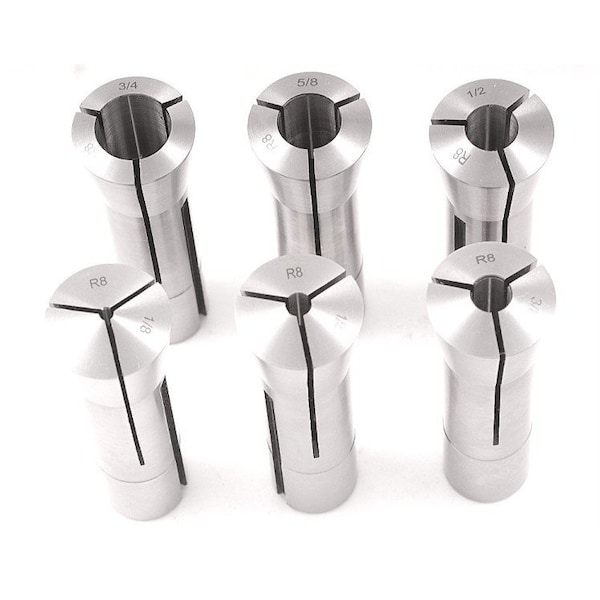 Hhip 1/8-3/4" By 8ths 6 Piece R8 Collet Set - 3900-0006