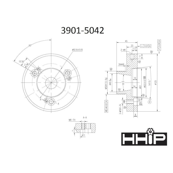 Hhip 125mm Diameter D1-4 ER-40 Collet Chuck - 3901-5042