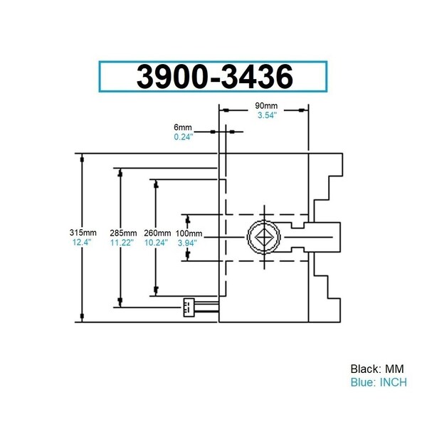 H & H Industrial Products 12" Front-Mount Top Reversible Self Centering 3-Jaw Plain Back Chuck - 3900-3436