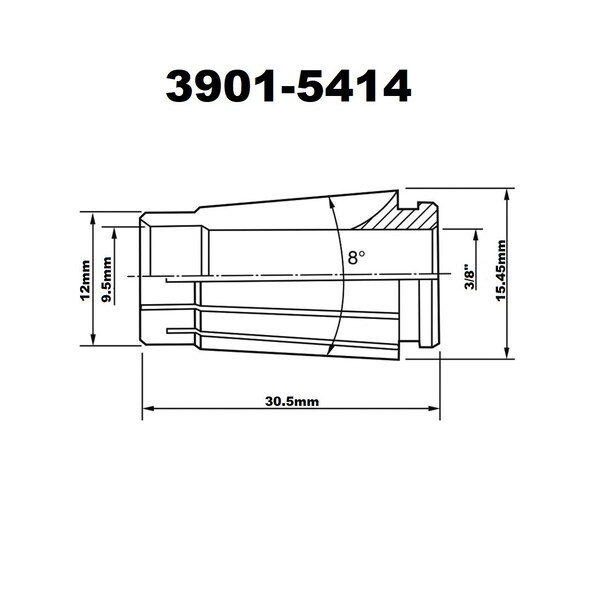 H & H Industrial Products Pro-Series 3/8" Sk10 Lyndex Style Collet - 3901-5414