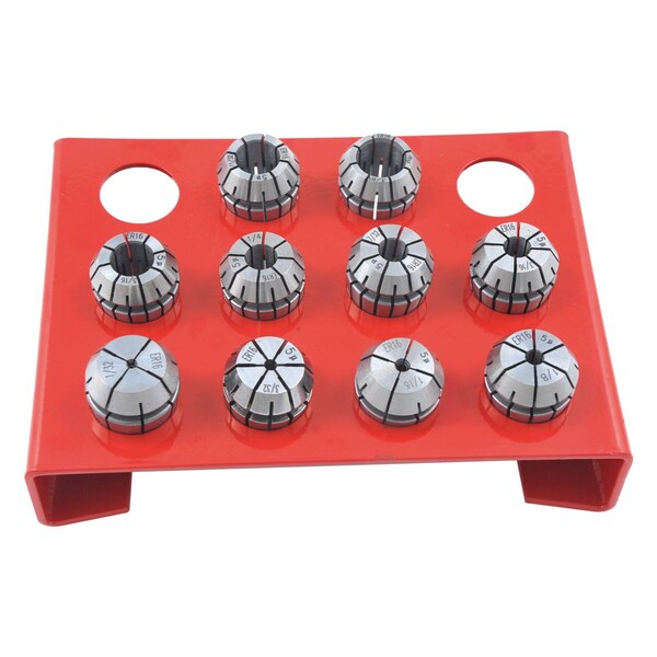 H & H Industrial Products Pro-Series 10 Piece ER-16 Spring Collet Set With Rack - 3901-5360