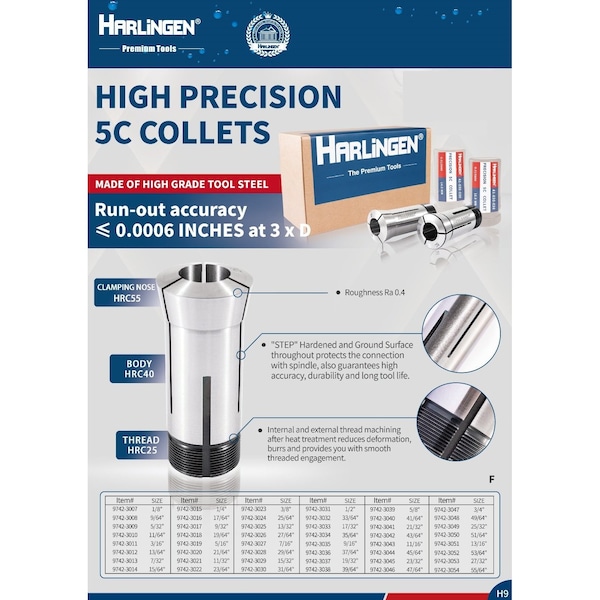 Hhip Harlingen 29/32 in. High Precision 5C Collet - 9742-3057