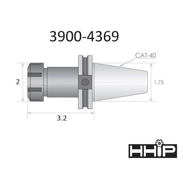 Hhip ER-32 CAT40 V-Flange Collet Chuck With 3.2 Gage Depth - 3900-4369