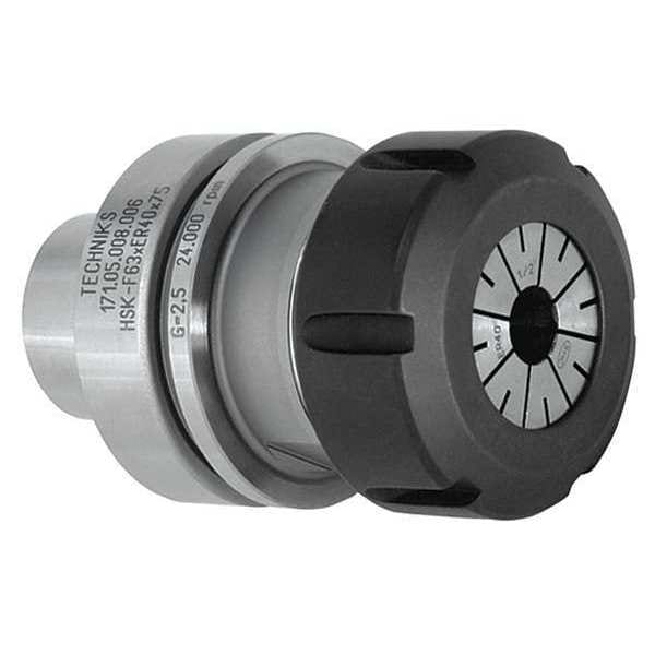 Techniks Collet Chuck, HSK63F, ER40, 3.543in, Steel - 30002