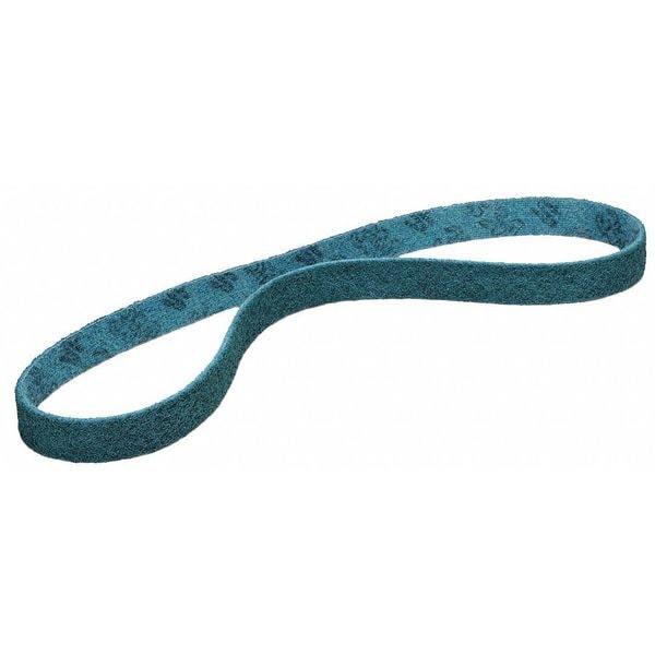 Cinturón de lijado Scotch-Brite, 2 pulgadas de ancho, 72 pulgadas de largo, Mezcla recubierta/no tejida, Óxido de aluminio, Muy fino, SC-BS, Azul - 7000120576