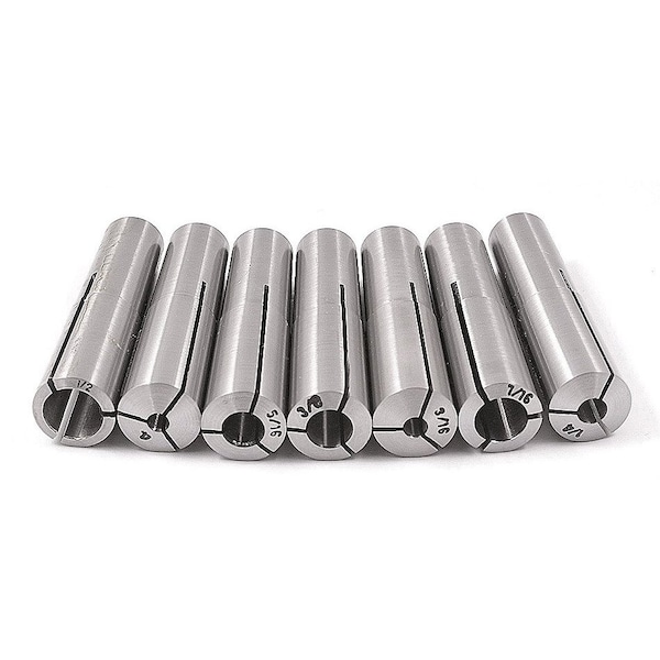 Hhip 1/8~1/2" By 16ths MT2 7 Piece Round Collet Set - 3900-0850