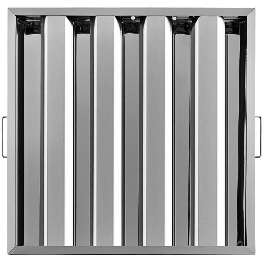 VEVOR Pack of 6 Hood Filters 19.5W x 19.5H Inch, 430 Stainless Steel 4 Grooves Commercial Hood Filters, Range Hood Filter for Grease Rated Commercial Kitchen Exhaust Hoods - YSFLQ6PCS4C20X20YV0