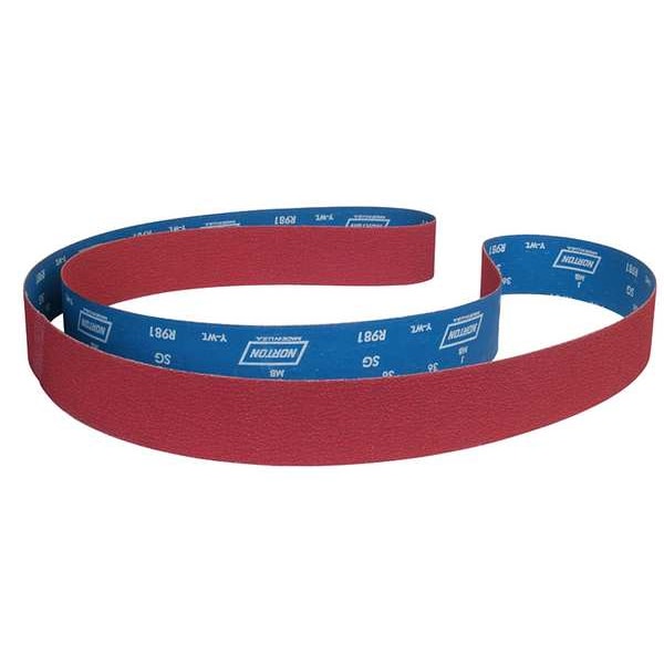 Norton Abrasives Sanding Belt, Recubierto, 3/4 pulg. de ancho, 18 pulg. de largo, 80 granos, Mediano, Cerámica, R981 SG, Rojo - 78072756309