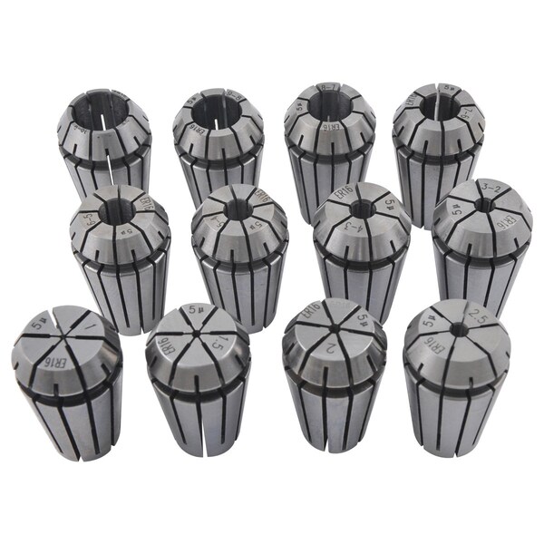 H & H Industrial Products Pro-Series 12 Piece ER-16 Spring Collet Set With Rack - 3901-5375