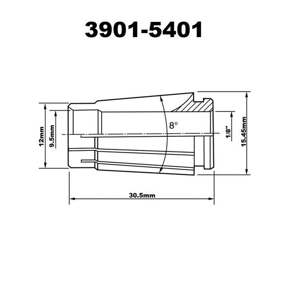 H & H Industrial Products Pro-Series 1/8" Sk10 Lyndex Style Collet - 3901-5401
