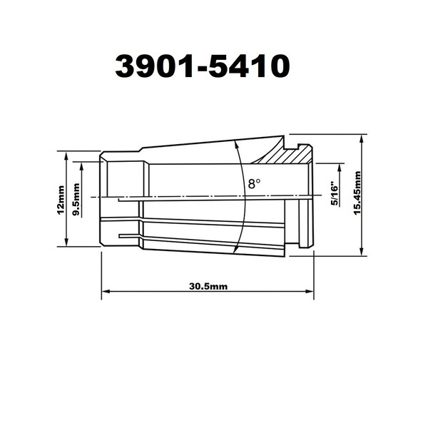 H & H Industrial Products Pro-Series 5/16" Sk10 Lyndex Style Collet - 3901-5410