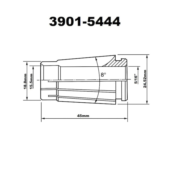 H & H Industrial Products Pro-Series 5/16" Sk16 Lyndex Style Collet - 3901-5444