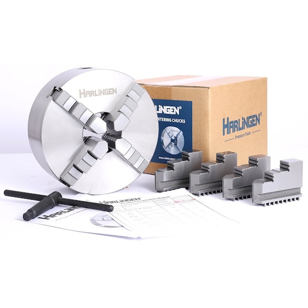 H & H Industrial Products Harlingen 5" 4-Jaw Self-Center  Lathe Chuck Plain Back - 9713-2102