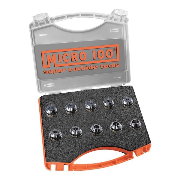 Micro 100 Collet Set, 13 Pc, High Polished Finish, Metric, Taper Size: Er11 - ER11M-1