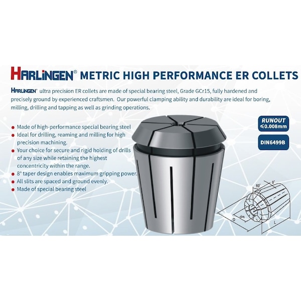 H & H Industrial Products Harlingen ER-32 10mm Spring Collet - 9710-4051