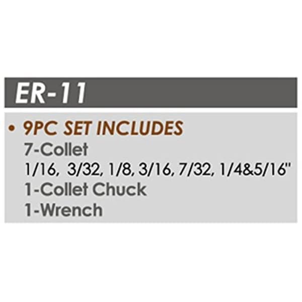 Hhip ER-11 3/4 X 4" Straight Shank Spring Collet Chuck Set - 3900-1177