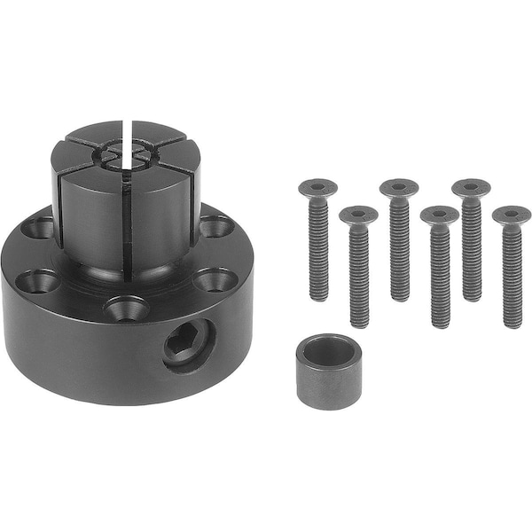 Kipp Mandrel Collet W Lateral Clamping, Form:A, Structural Steel Blk Oxidized, Comp:Carbon Steel Tempered - K0643.118029