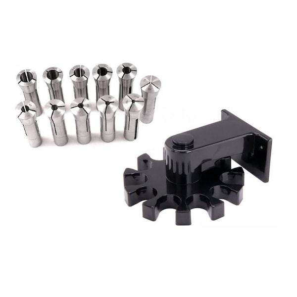 Hhip 11 Piece R8 Collet Set, T-Slot Cleaner & Rotating Collet Holder - 9999-0045