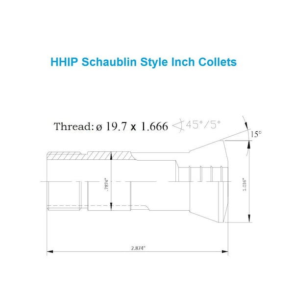 H & H Industrial Products 3/8" Schaublin Style W20 Lathe Collet - 3903-0912