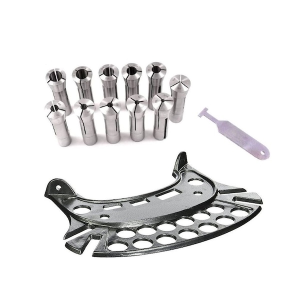 Hhip 11 Piece R8 Collet Set, T-Slot Cleaner & Collet & Tool Tray - 9999-0044