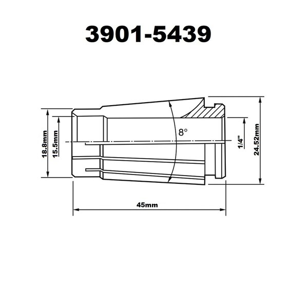 H & H Industrial Products Pro-Series 1/4" Sk16 Lyndex Style Collet - 3901-5439