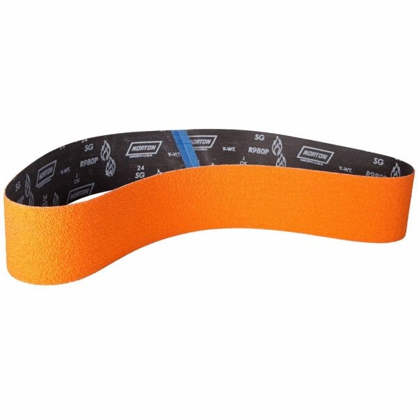 Norton Abrasives Sanding Belt, Recubierto, Cerámico, 80 Granos, Grueso, Blaze R980P, Blaze - 69957345099