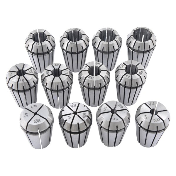 H & H Industrial Products Pro Series 12 Piece ER-20 Spring Collet Set With Rack - 3901-5364