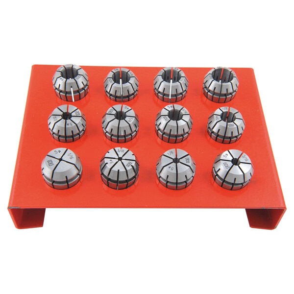 H & H Industrial Products Pro Series 12 Piece ER-20 Spring Collet Set With Rack - 3901-5364