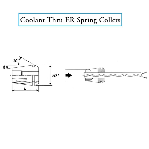 H & H Industrial Products ER-16 3/8" Coolant Spring Collet - 3900-5578