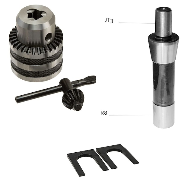 Hhip 3/4 in. JT3 Drill Chuck With Key, R8 Arbor & JT3 Chuck Wedges - 9999-0027