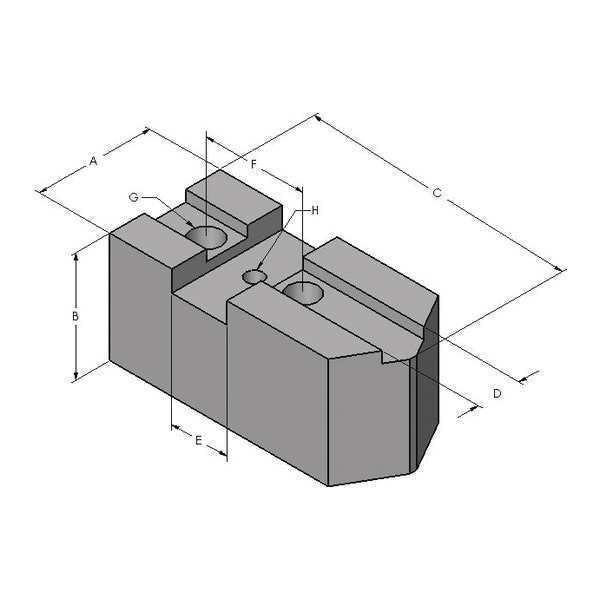 Abbott Workholding Soft Top Jaw Set, Aluminum, 3/4 in., PK3 - 15A1