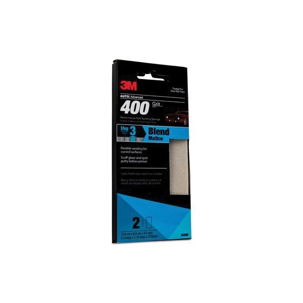 3M Esponja Suave de Lijado de Alto Rendimiento, 03088, 5-1/2 pulgadas x 2-3/4 pulgadas, 2 piezas - 7010328062