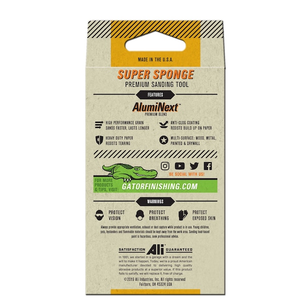 Esponja de Lijado Superfina AlumiNext de Gator Finishing, Grano 220 Muy Fino, Acabado - 7302