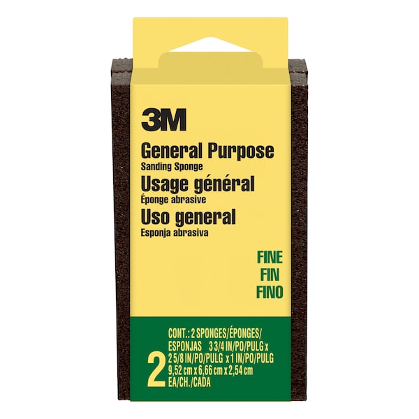 Esponja para lijar 3M, Fina, 3 3/4"L, 2 5/8"W, Paquete con 2 - CP-001-2P