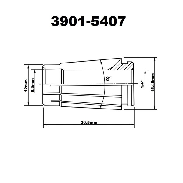 H & H Industrial Products Pro-Series 1/4" Sk10 Lyndex Style Collet - 3901-5407