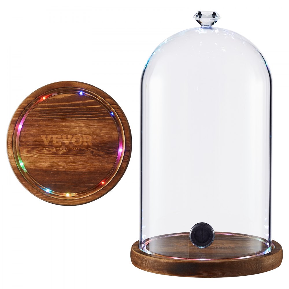 VEVOR Smoking Cloche, 6.9 inch Glass Dome Cover with Wooden Base, Smoker Gun Smoke Infuser Accessory for Plates, Bowls, and Glasses, Specialized Cloche Dome Cover Lid for Cocktails Drinks Foods, Clear - ZXBLZDMD55H10JXAWV9