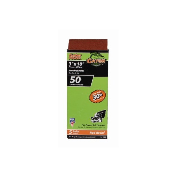 Gator Finishing 5PK 3x18 50G Sand Belt - 7034GA