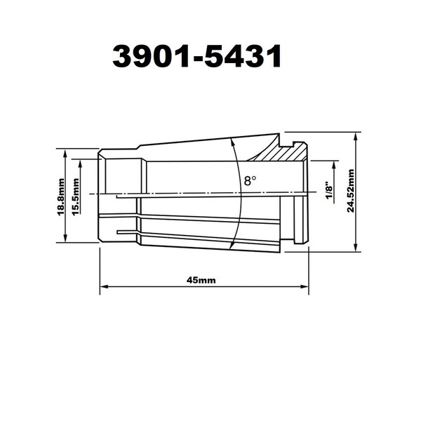 H & H Industrial Products Pro-Series 1/8" Sk16 Lyndex Style Collet - 3901-5431