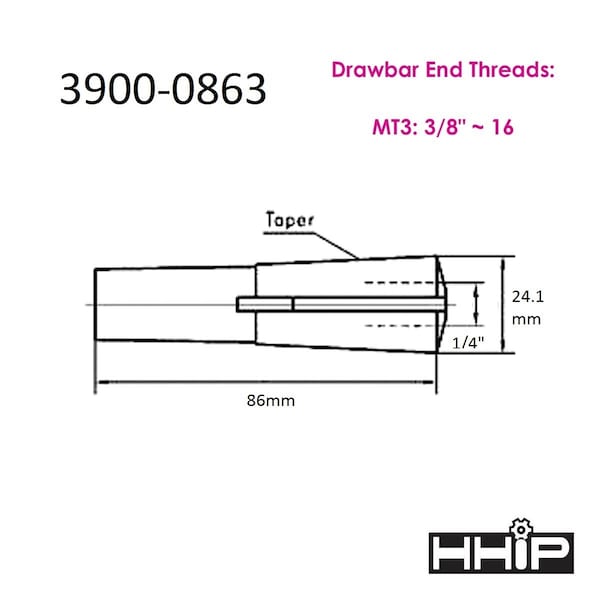 Hhip MT3 1/4" Round Collet - 3900-0863