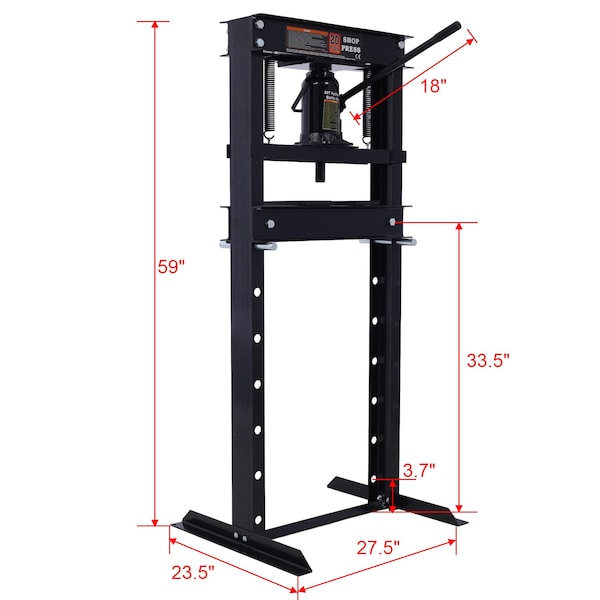 Wrightmaster 20-Ton Hydraulic Shop Press for Automotive & Metalworking Tasks - ZR-S00031
