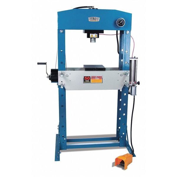 Baileigh Industrial Hydraulic Press, 50 t, Air Pump, 83 In H - HSP-50A