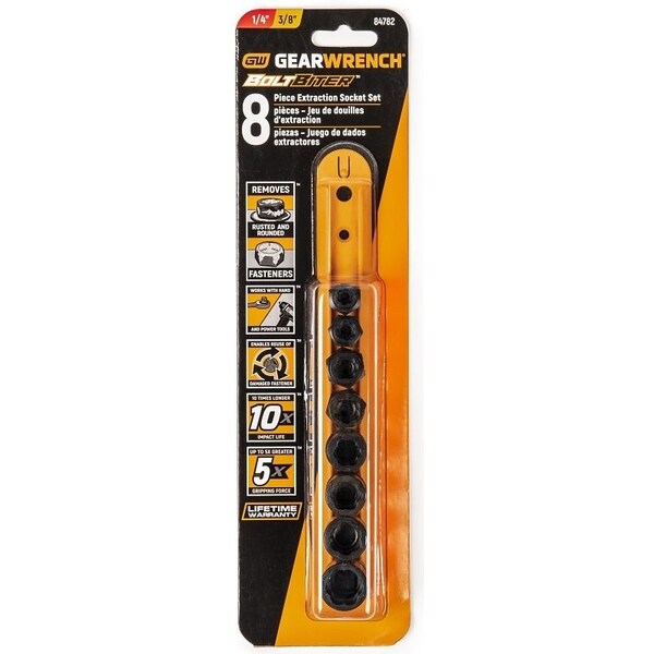 Crescent GearWrench Bolt Biter Series Socket Set, Chrome Molybdenum Alloy, Black Oxide - 87911