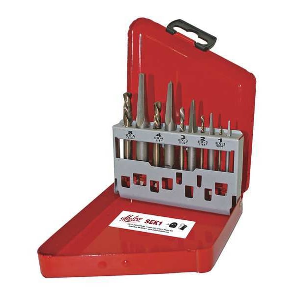 Malco Screw Extractor Kit, Steel, Straight Flute - SEK1