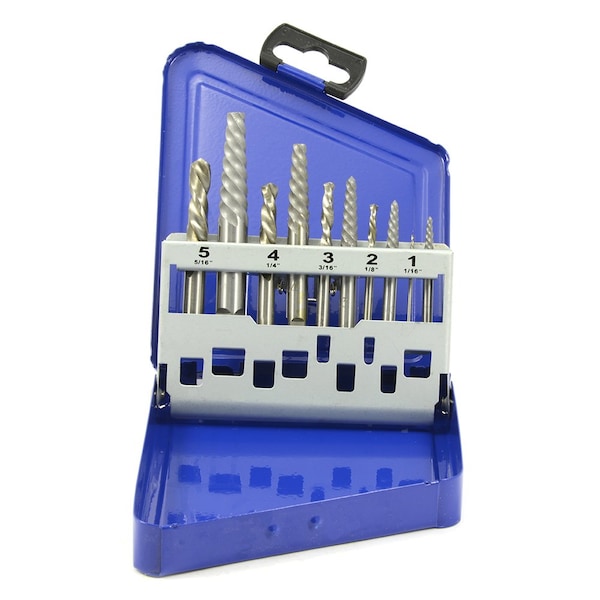 Forney 10-Piece Left Hand Drill Bit and Spiral Screw Extractor Set - 20512