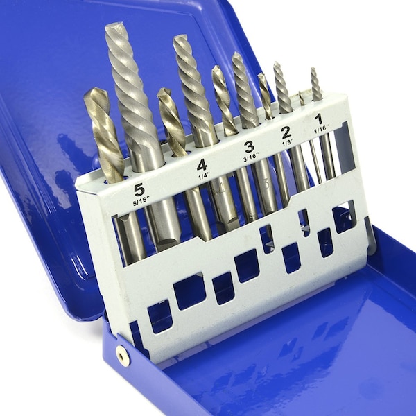 Forney 10-Piece Left Hand Drill Bit and Spiral Screw Extractor Set - 20512