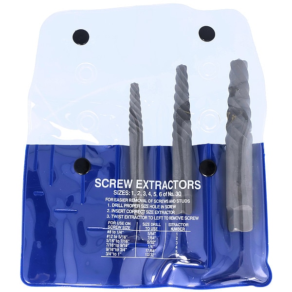 Chicago-Latrobe Screw Extractor 3pc Set 800 Chicago-Latrobe #4, #5, & #6 - 65037