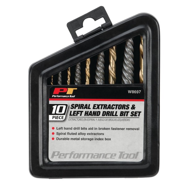 Perform Tool Screw Extractor Use To Remove Damaged Screws- No. 1/ No. 2/ No. 3/ No. 4/ No. 5 Screw Size; 10Pcs - W8697