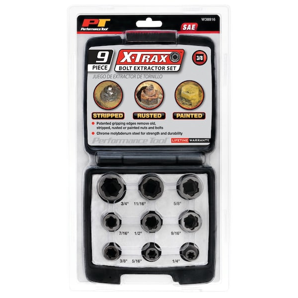 Perform Tool Bolt Extractor Use To Remove Old/ Stripped/ Rusted/ Painted Nuts And Bolts; 3/8 In Drive; Chrome - W38916