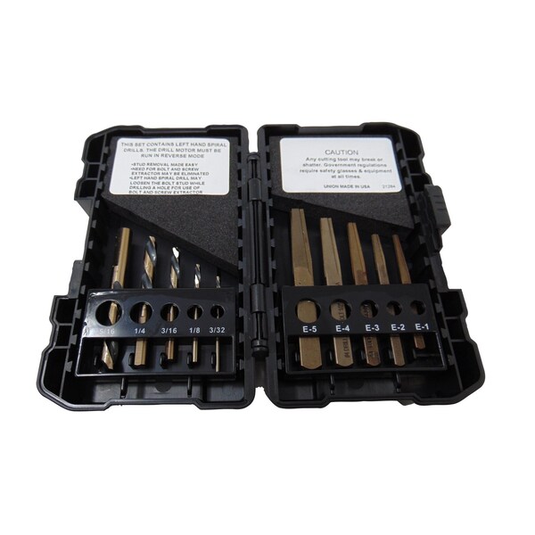 Norseman By Viking Drill And Tool 10 Piece 3/32" to 5/16" and E-1 to E-5 Bolt Remover Set - 35484