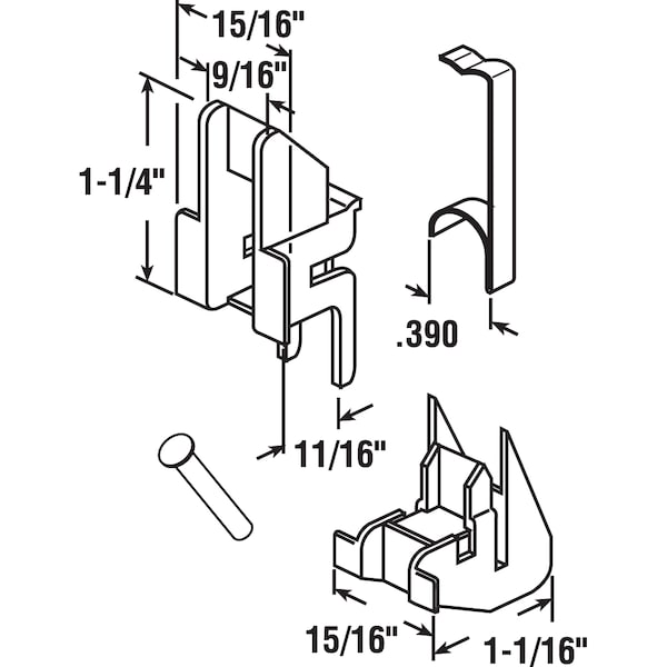 Prime-Line Channel Balance Accessories, Nylon and Steel Components, FS 101 Top and FS 153 Bottom 1 Set - FS 293B